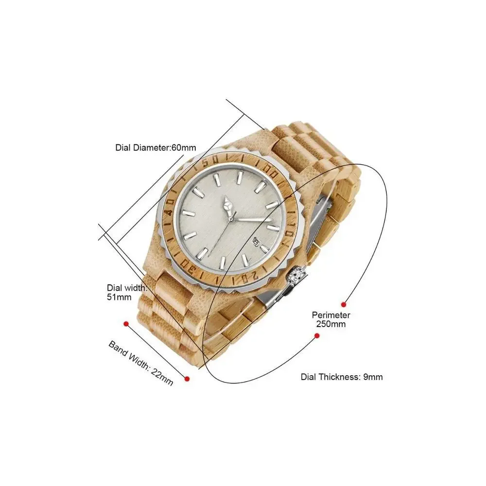 Tiong Brand Wooden Watches Mens with Handmade Colorful Bamboo Wood Watch Analog